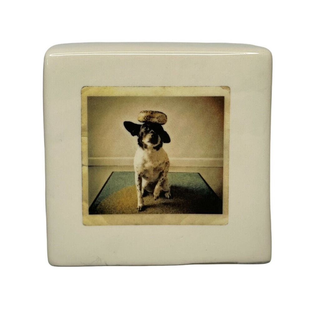 Rae Dunn Artisan Collection Ceramic Plaque "Have a Balanced Meal" Dog Polaroid